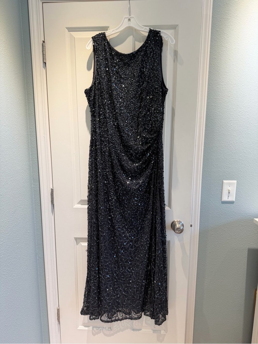 Adrianna Papell Platinum 18W Sequin Cowl Neck Gown
